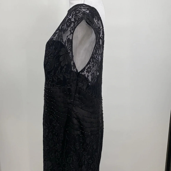 Jade Couture Formal Mother of the Bride Dress Womens Size 16 Black Lace Beaded - Picture 6 of 14